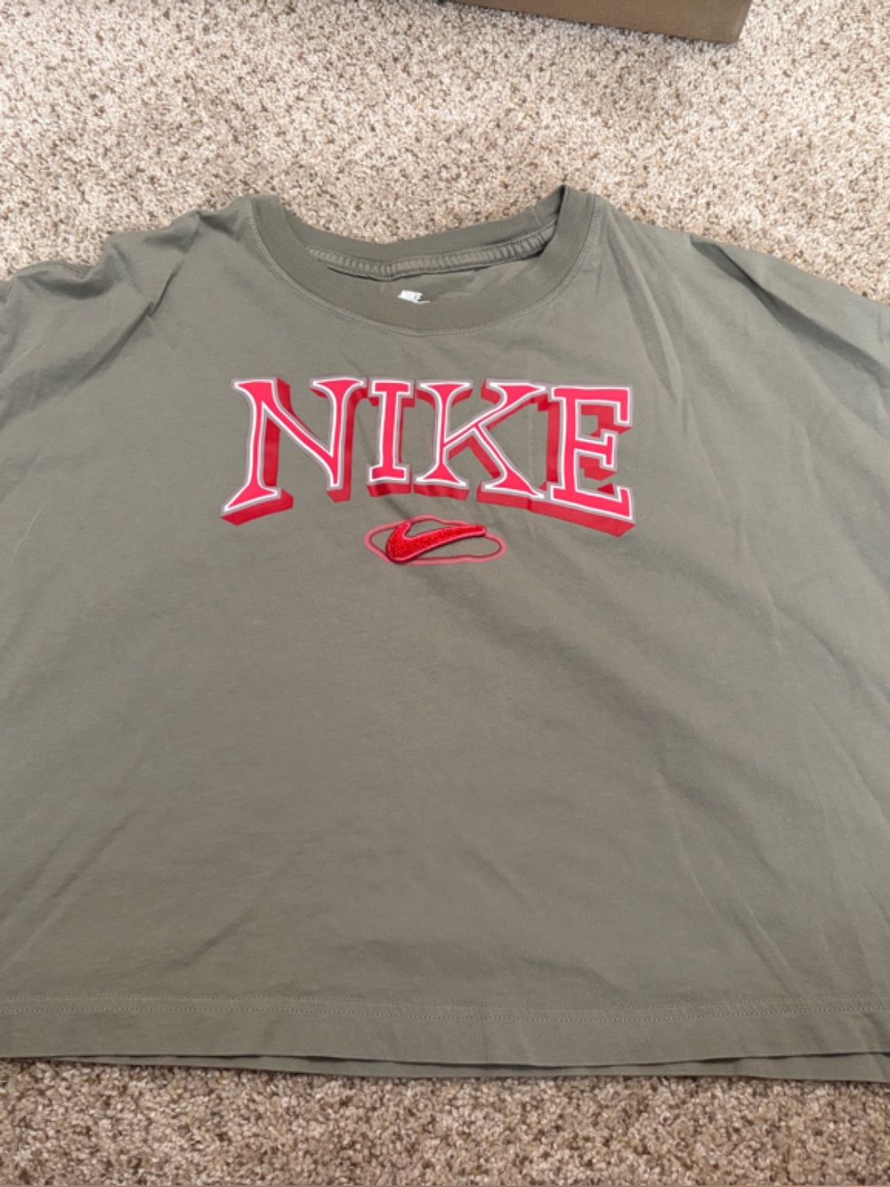 Nike Olive Green Tee with Red Logo